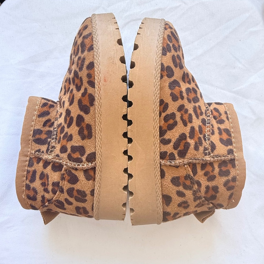 Mudd Kids Leopard Print Faux Fur Lined Ankle Boots‎ Brown Cheetah Size 9 Toddler